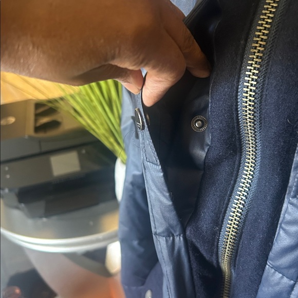 Andrew Marc Fox Fur
Trim Hood Belted Puffer Navy Jacket - Picture 11 of 14